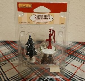 Lemax Water Pump, Tree, & Fire Wood Mini Figurine Holiday Village Accessories